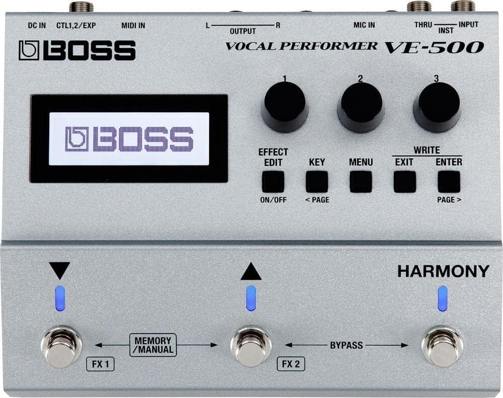Boss VE-500 Vocal Performer Silver Multi-Effect Vocal Pedal New