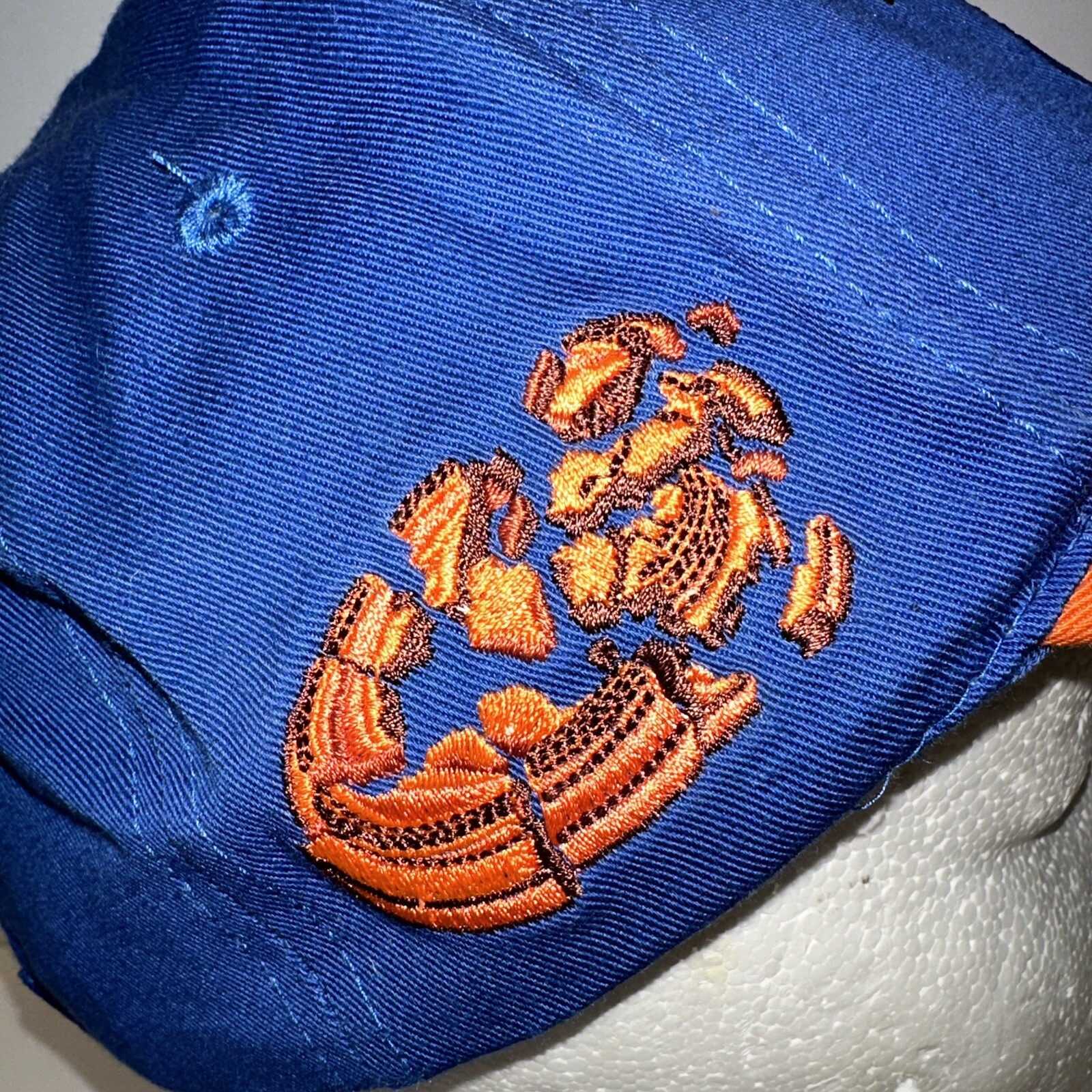 Scholastic Clay Target Program Hat Cap Orange Bill Royal Blue Hook Loop EUC