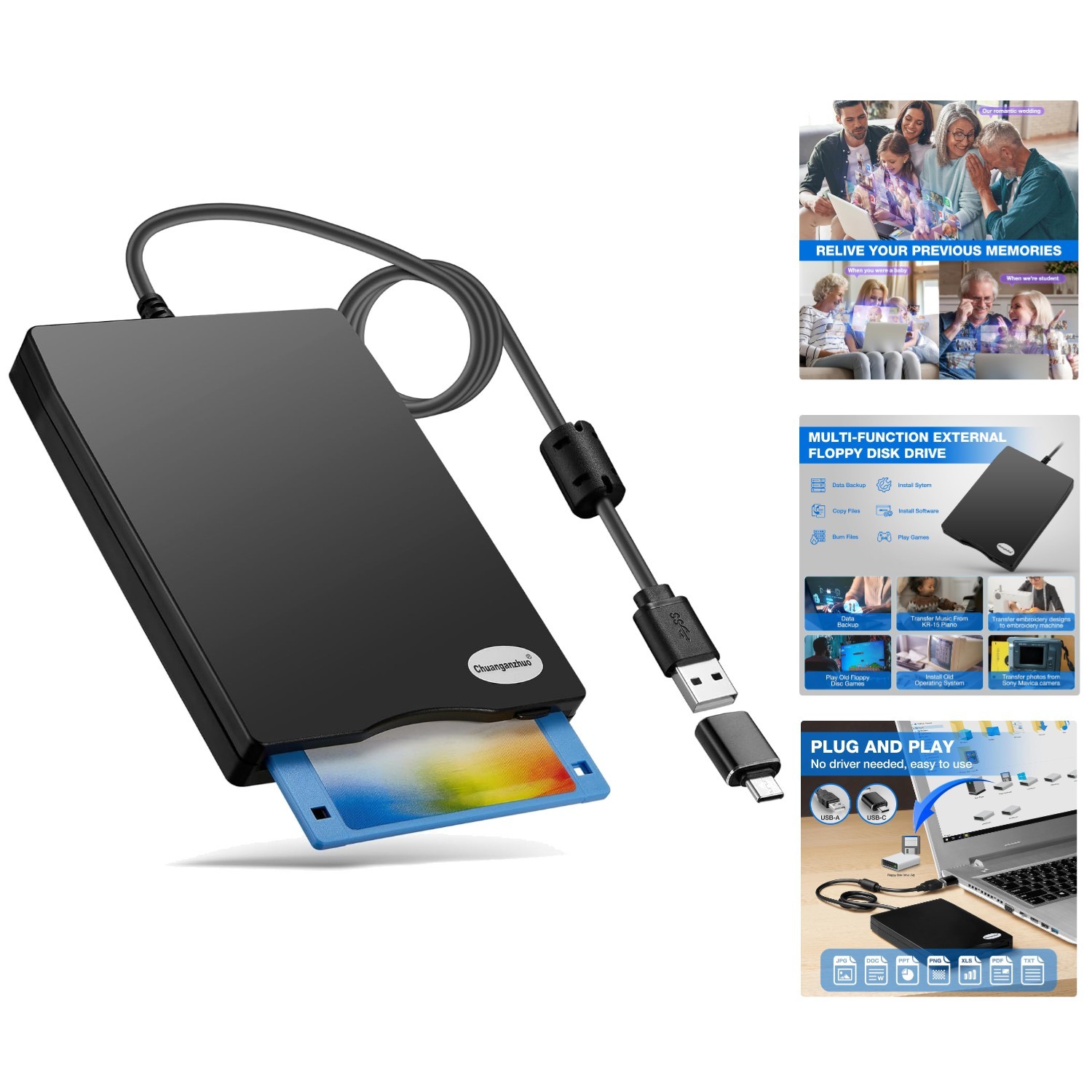 Compact USB Floppy Disk Drive for Windows - Easily Access Old Files Anywhere