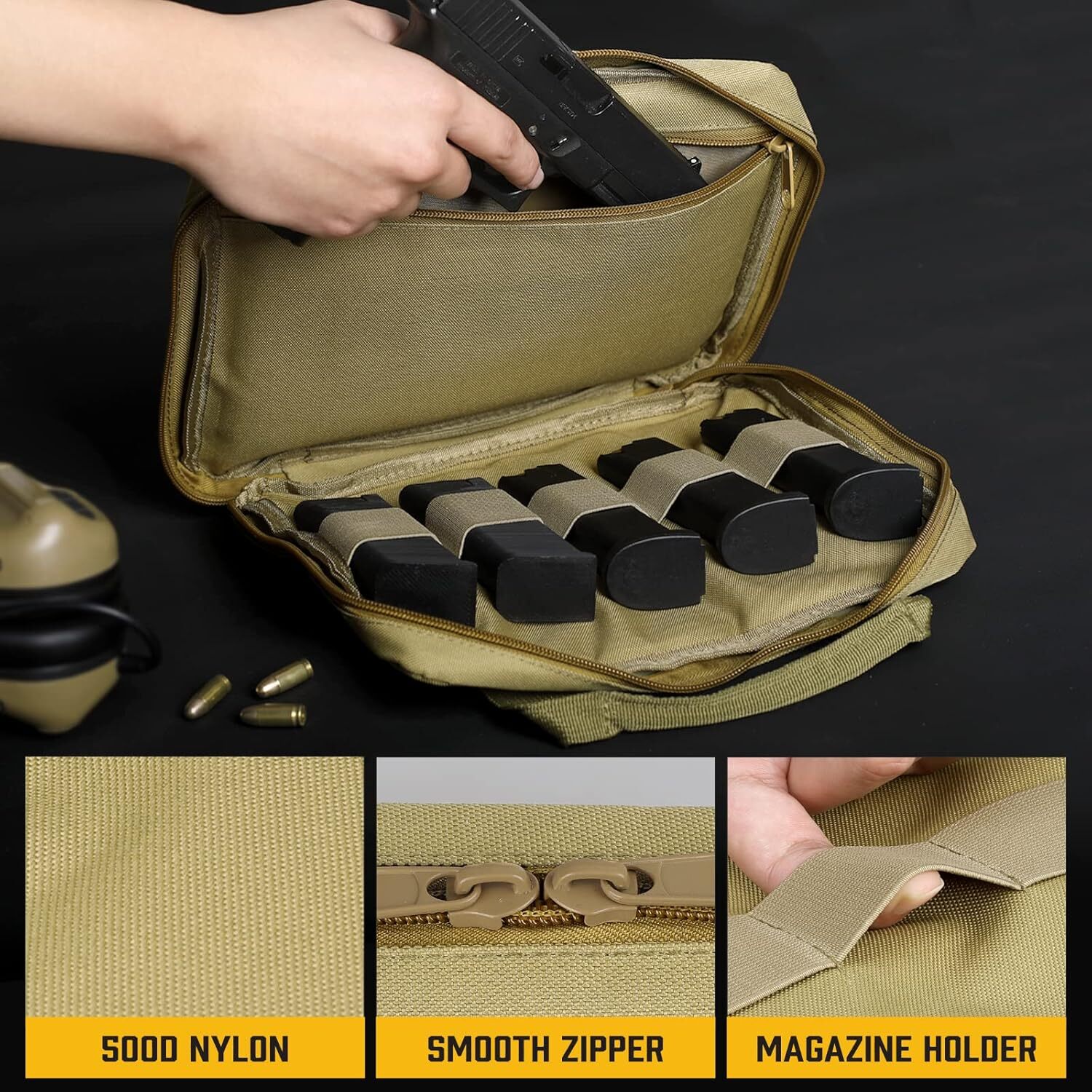 Pistol Soft Case Handgun Tactical Range Bag Gun Pouch Shooting Lockable Storage