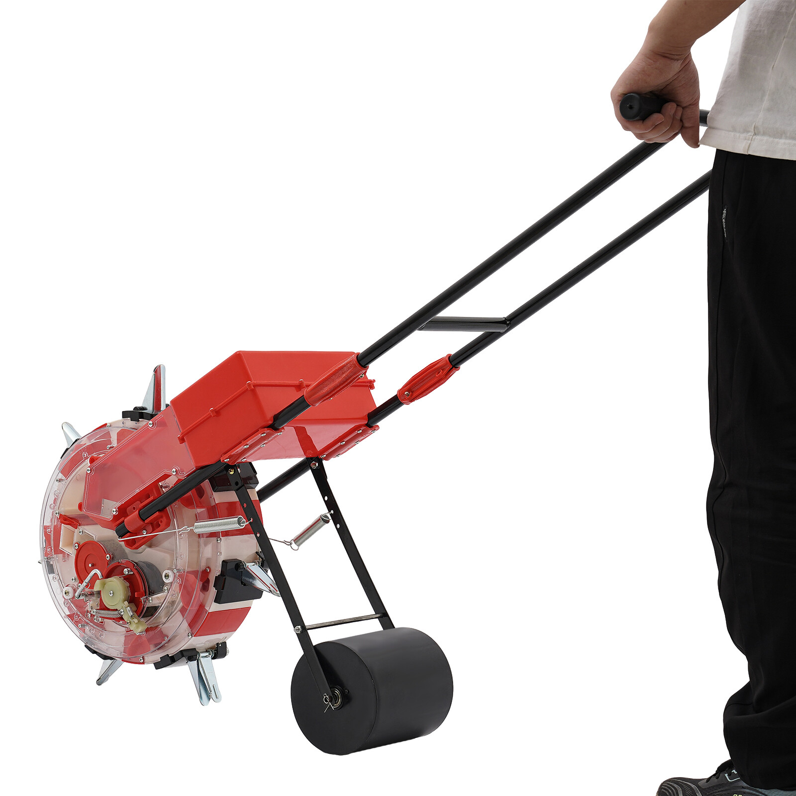 Manual Hand-Push Garden Seeder with Adjustable Depth and Large Capacity