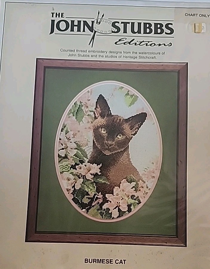 Jhon Stubbs Editions Burmese Cat Cross Stitch Chart Design