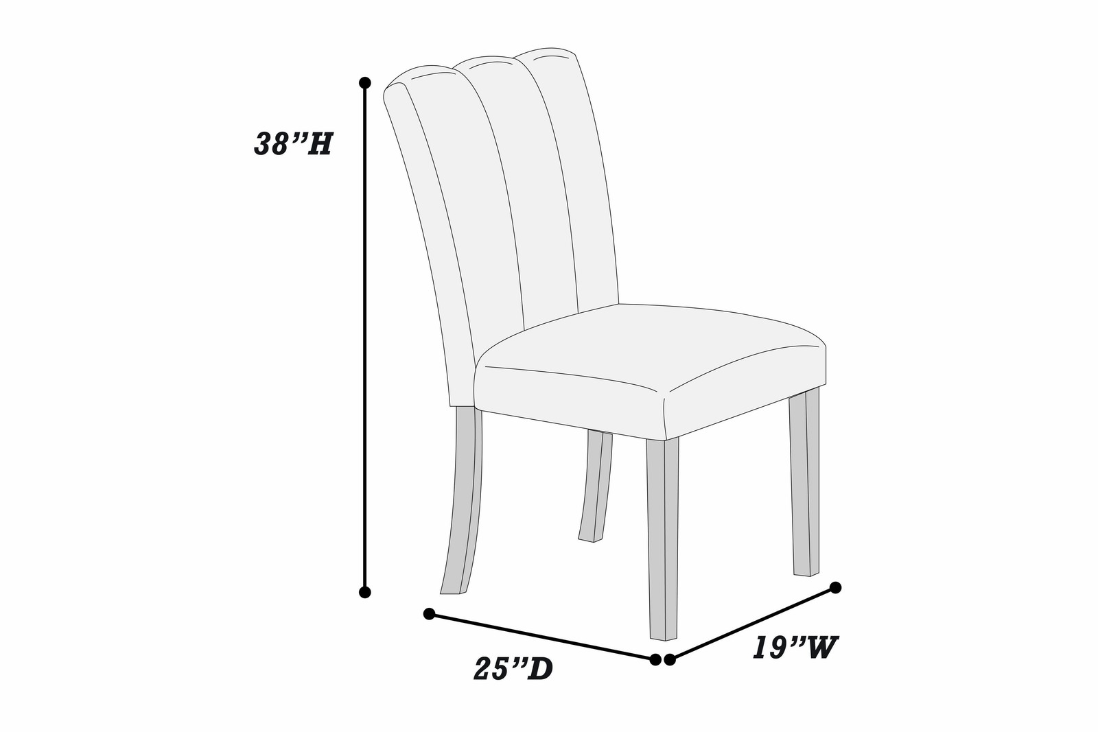 Upholstered Soft Fabric 2pc Dining Chairs Channel Tufting Neutral Tone Side Ch