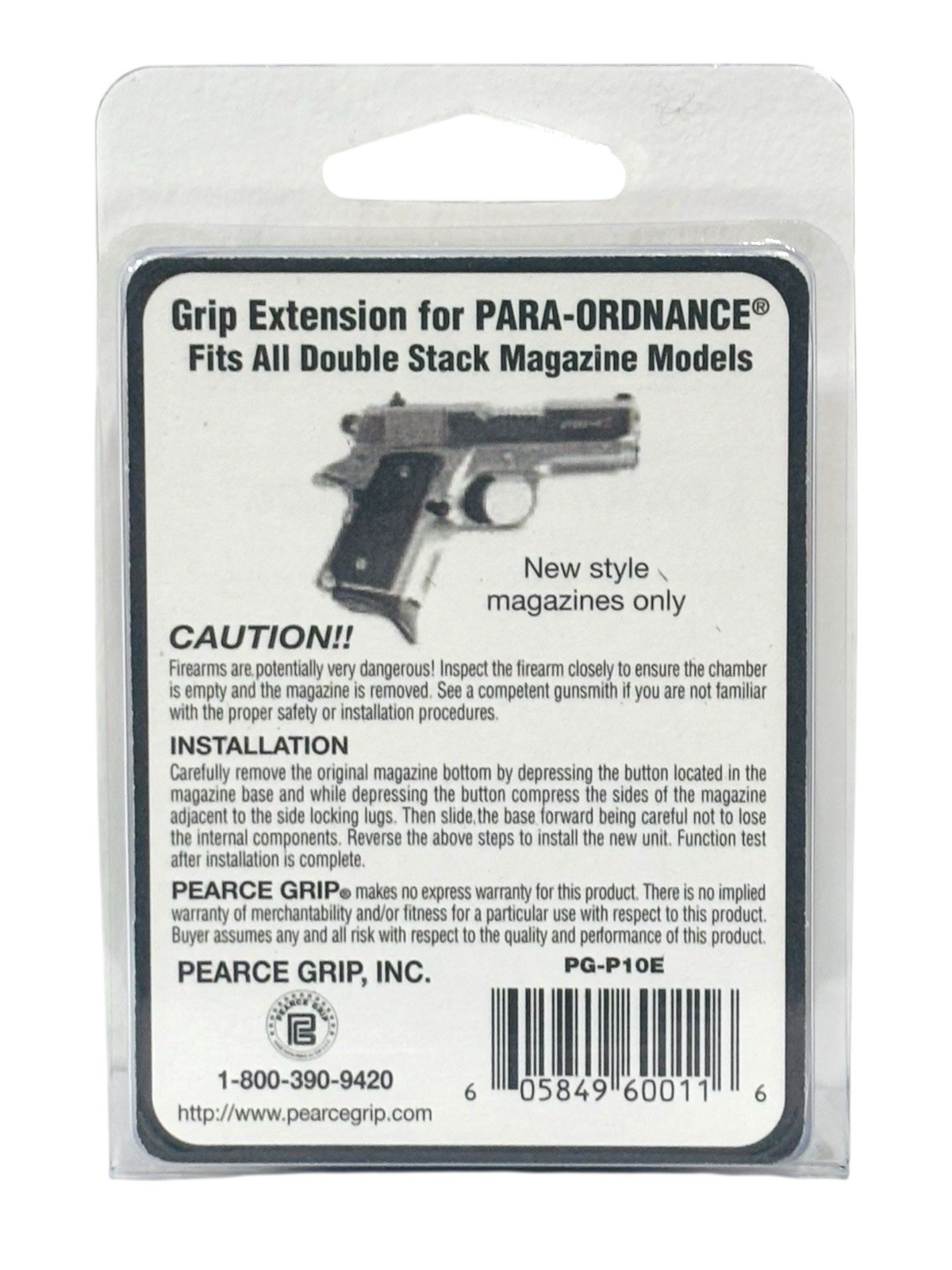 New Pearce Grip Fits Para Ordnance Double Stack .45ACP Grip Extension - PG-P10E