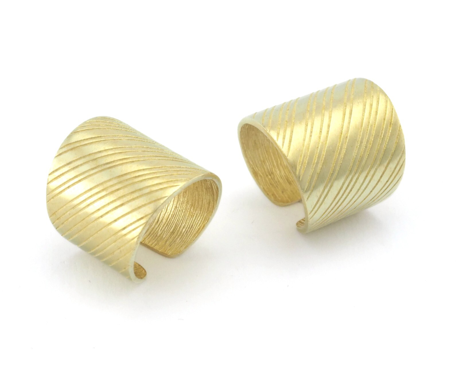 Tube Ring Streaked Adjustable Ring Raw Brass Women Fashion Statement Wide Band