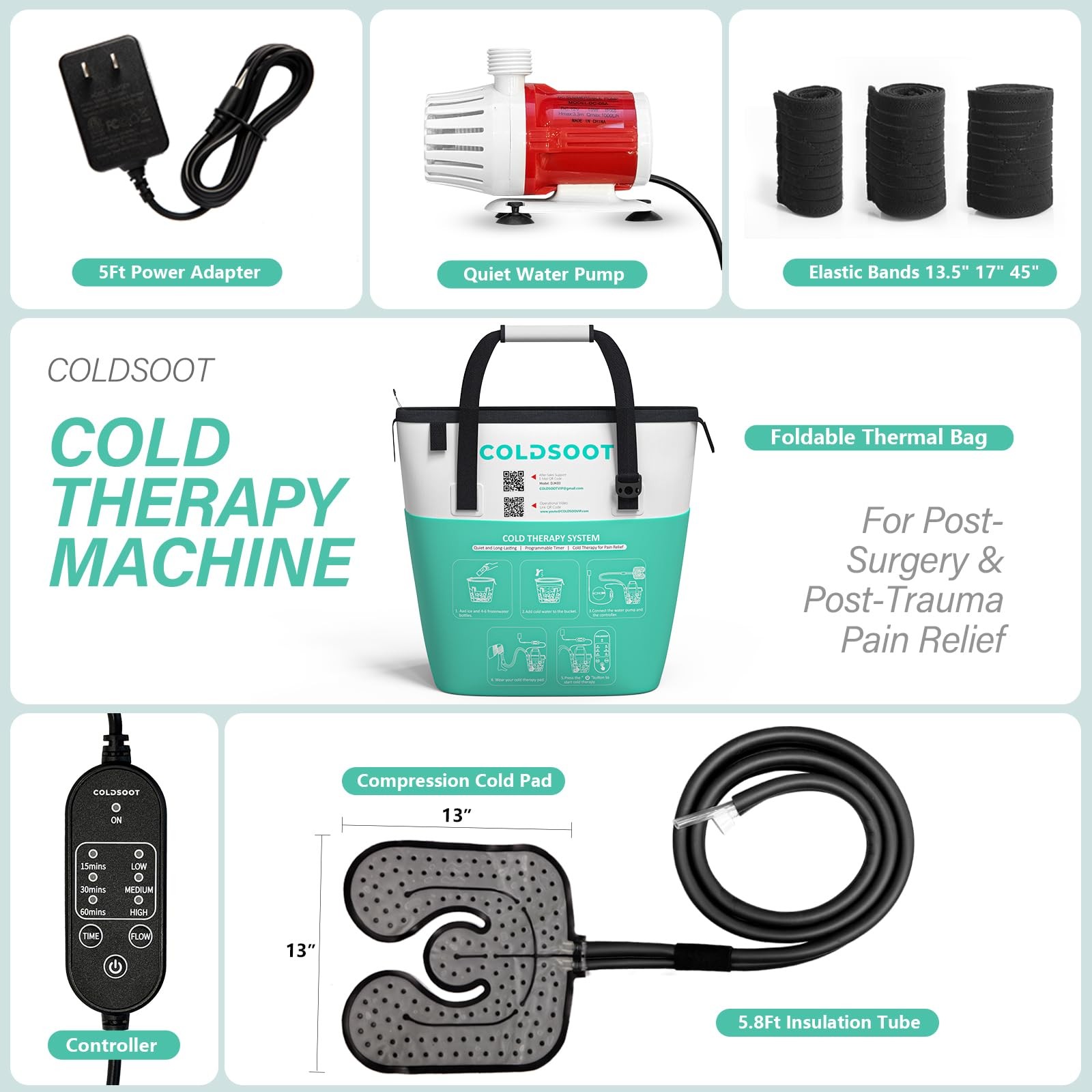 Cold Therapy Machine w/Timer Compact and Portable Ice Machine for Knee After ...