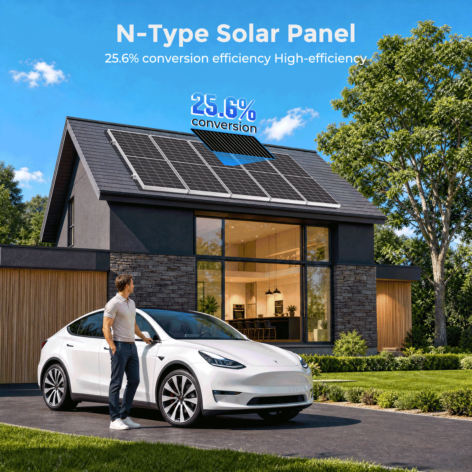 4PCS 350W 1400W Solar Panel 25.2% High Efficiency Home Shed Efficiency Off-Grid