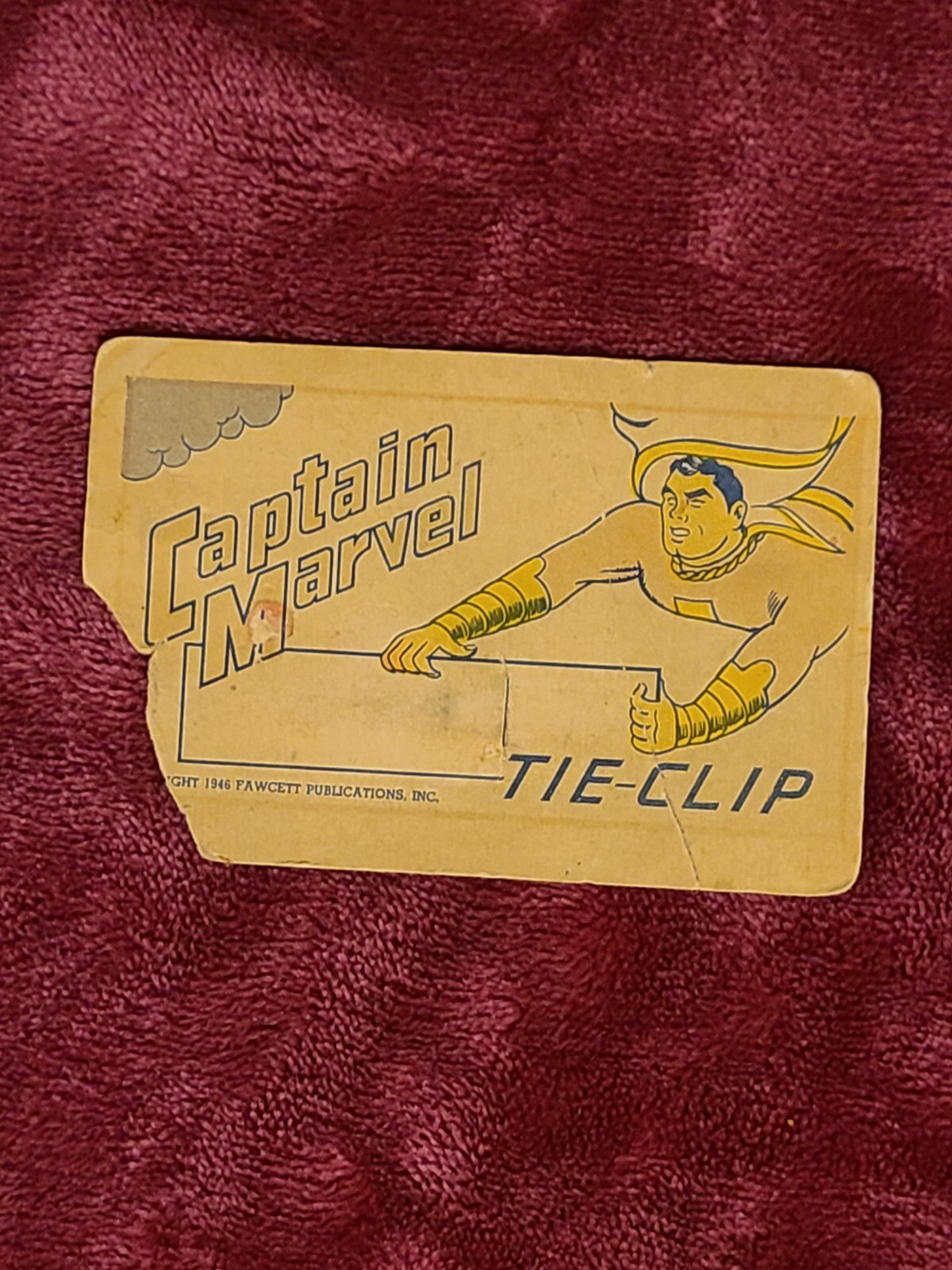 Captain Marvel Tie Bar Display Card 1946 Fawcett Publications