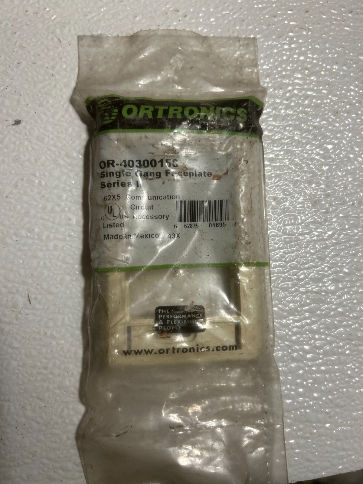 Ortronics OR-40300158 69.85 x 12.7 x 114.3 mm 1-Gang Fog White/Textured Thermo