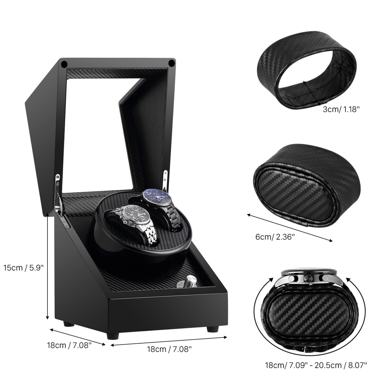 UTEN Automatic Rotation Watch Winder Storage Display Case w/ Speed Regulation