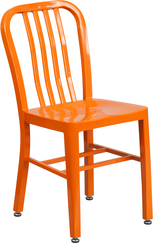 Industrial Style Orange Metal Restaurant Chair - Outdoor Cafe Bistro Chair