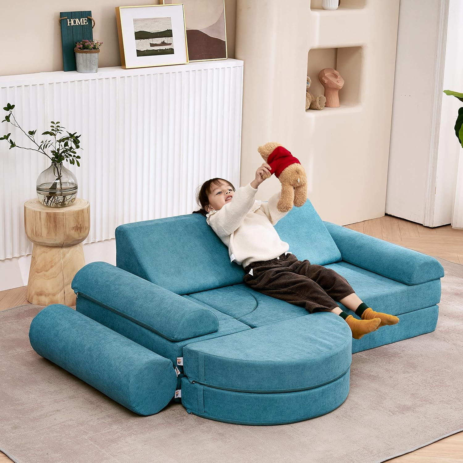 Luxury Modular Foam Couch for Kids & Adults - Playhouse Set (Teal)