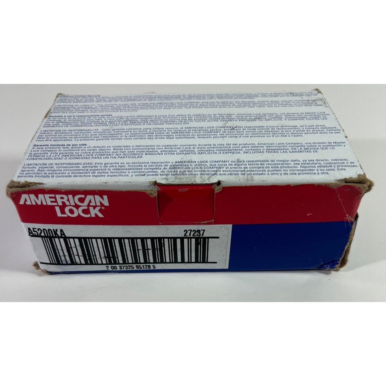 American Lock A5200KA Key 27237 Qty 6 in Box Solid Steel Padlock