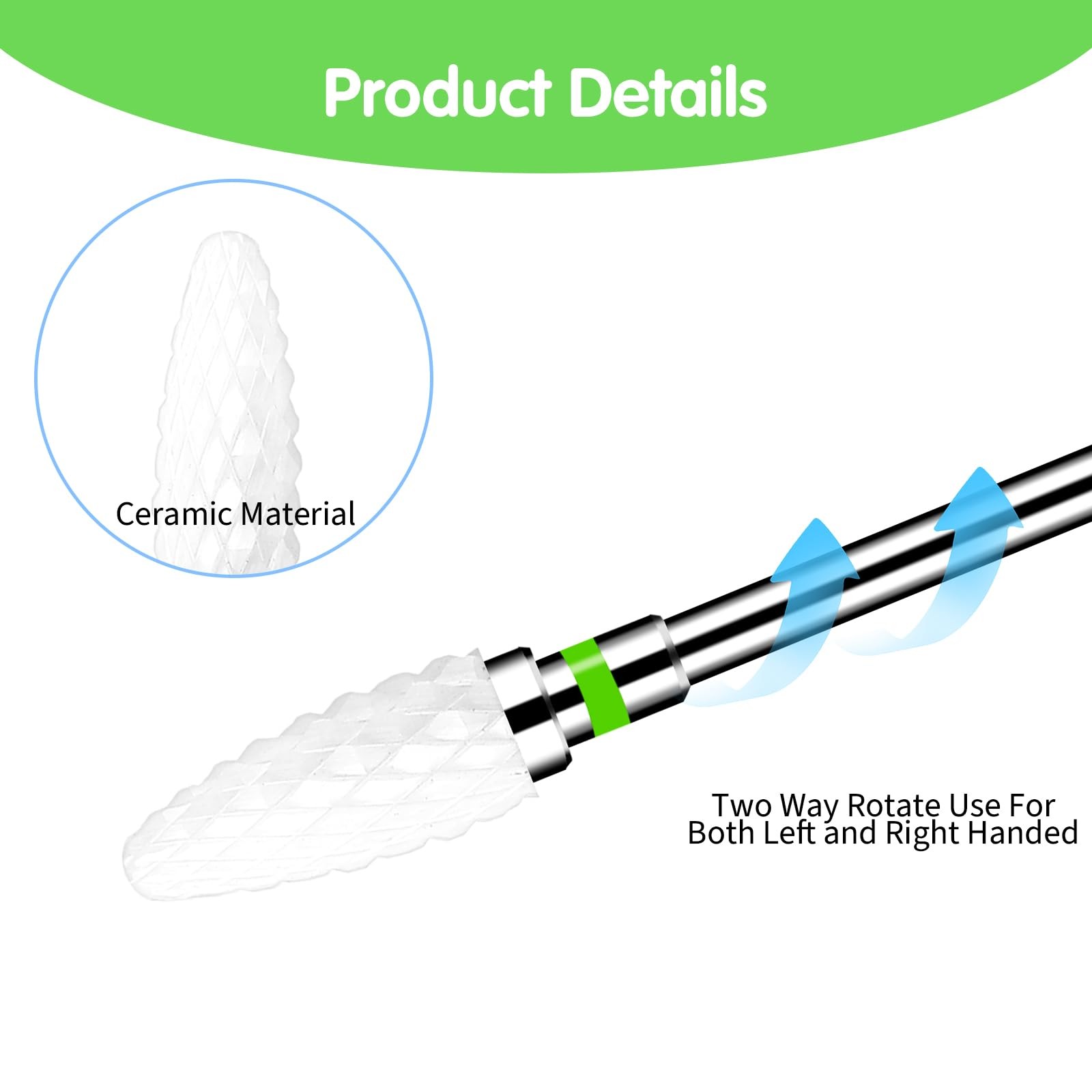 Gjinxi Ceramic Nail Drill Bits Set 5 Pcs Professional Corn Shape Ceramic Bits...