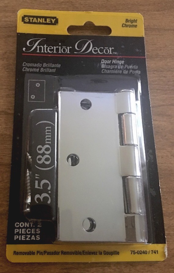 NEW Stanley 75-0240 / 741 3.5" Bright Chrome Door Hinge W/ Screws