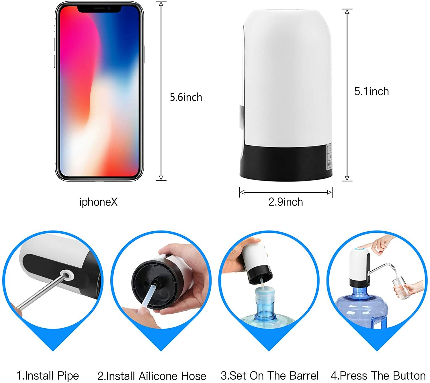 3X Water Bottle Switch Pump Electric Automatic Universal Dispenser 5 Gallon USB