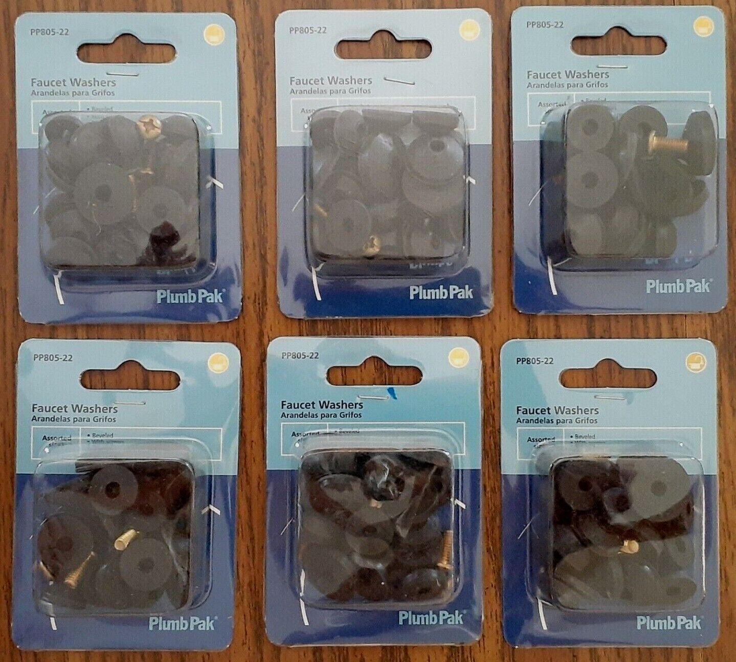 Lot of 6 Packages of Plumb Pak PP805-22 Faucet Washer Assorted Sizes