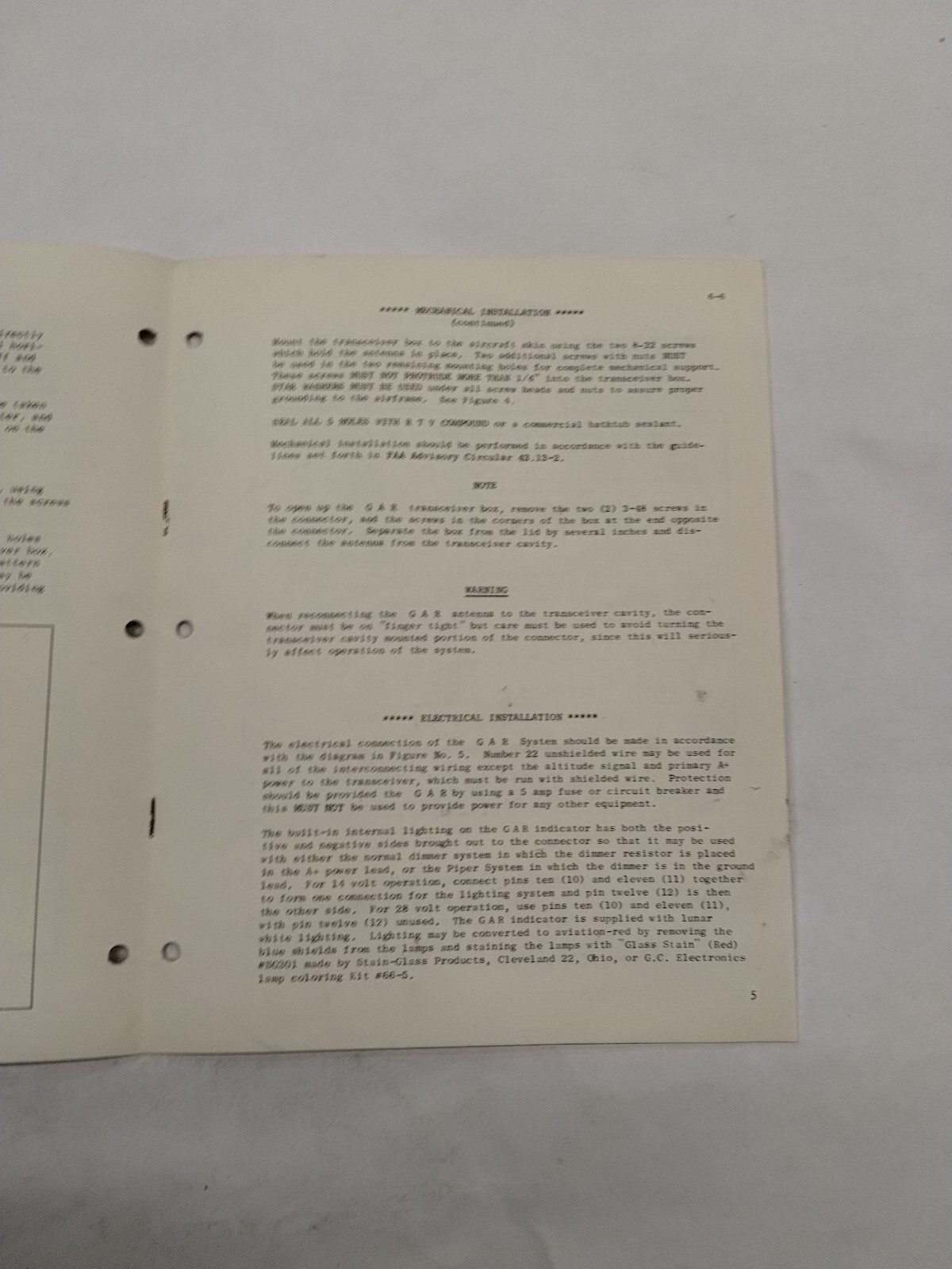 IFD GAR Ground Avoidance Radar Preliminary Installation Manual May 1969-Original