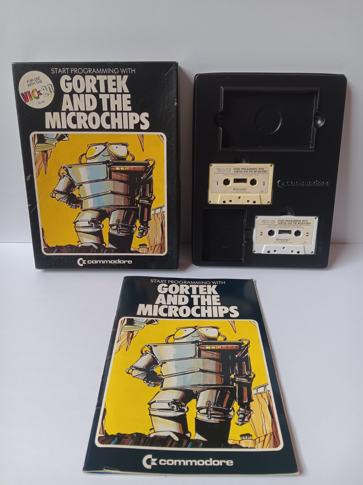 Commodore Vic 20 Gortek And The Microchips Box Manual 2 Cassettes UNTESTED