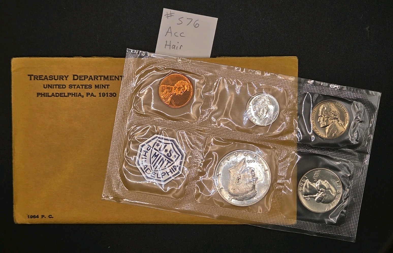 1964 (Accented Hair) Proof Set w/ OGP Envelope #576