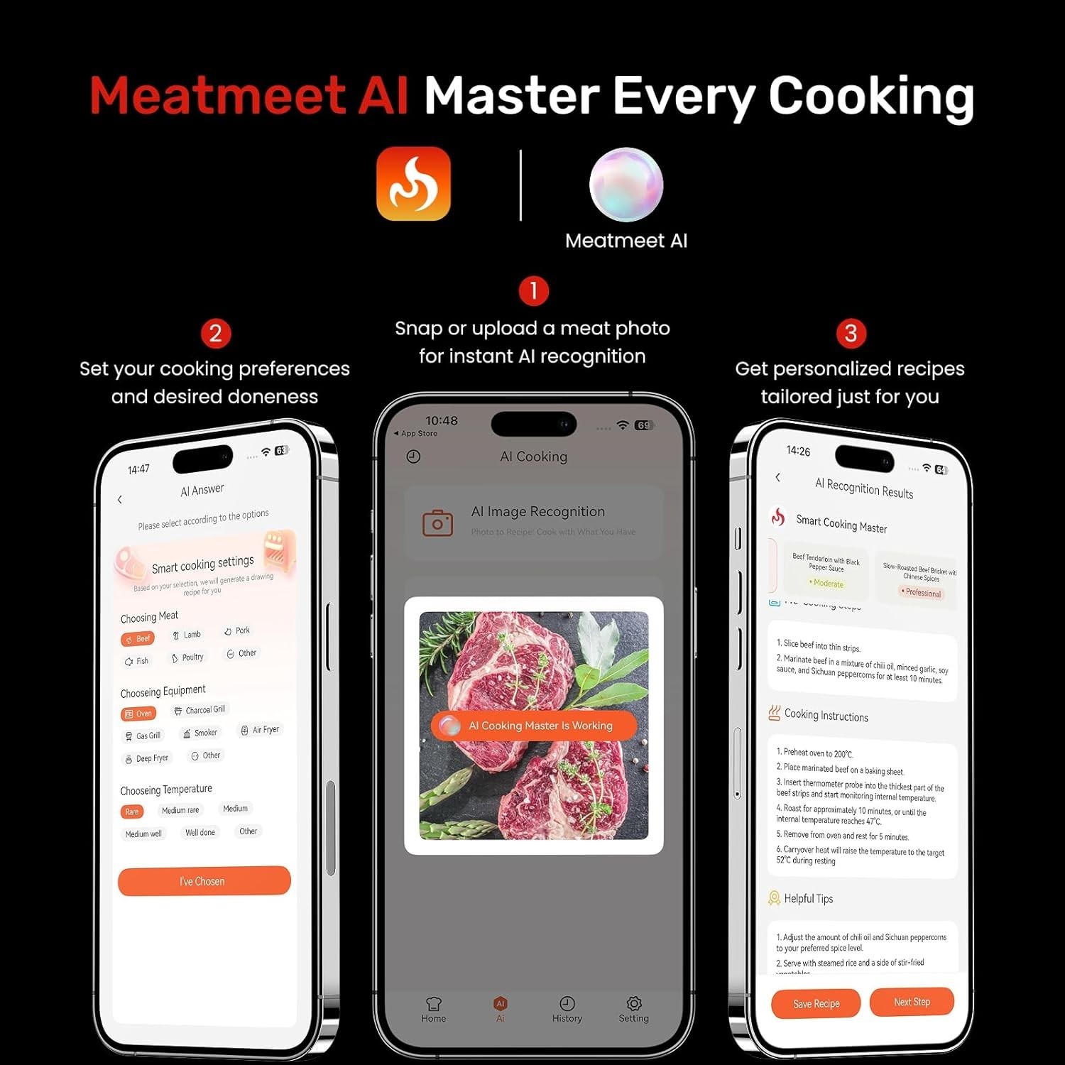 Wireless Meat Thermometer AI WiFi Bluetooth Digital Waterproof Pro