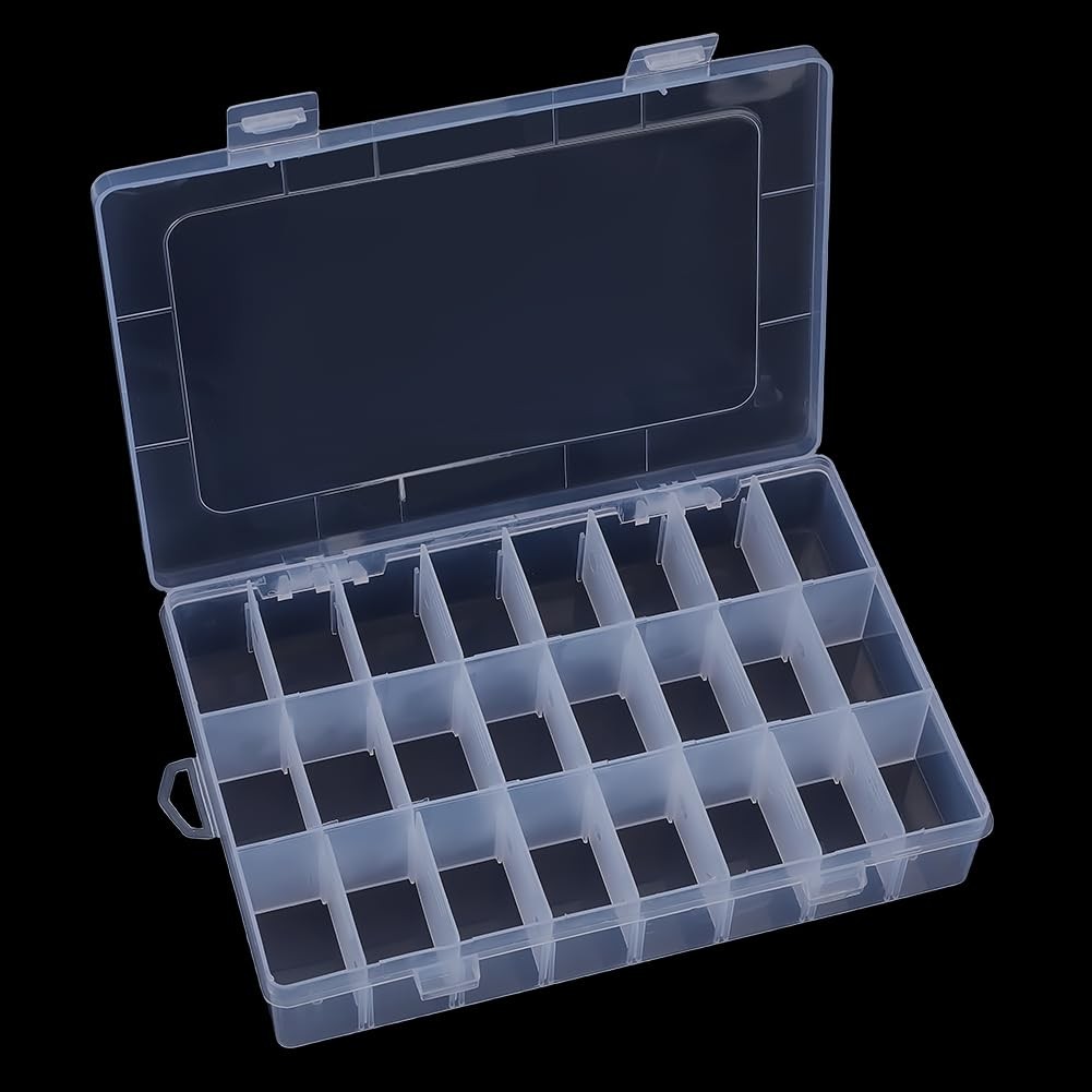24 Grid Removable Divider Rectangle Bead Organizer Container Box with