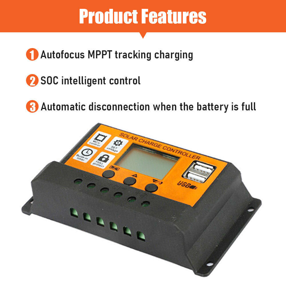 Solar Charge Controller PWM Adjustable Charging Controller 100A Battery
