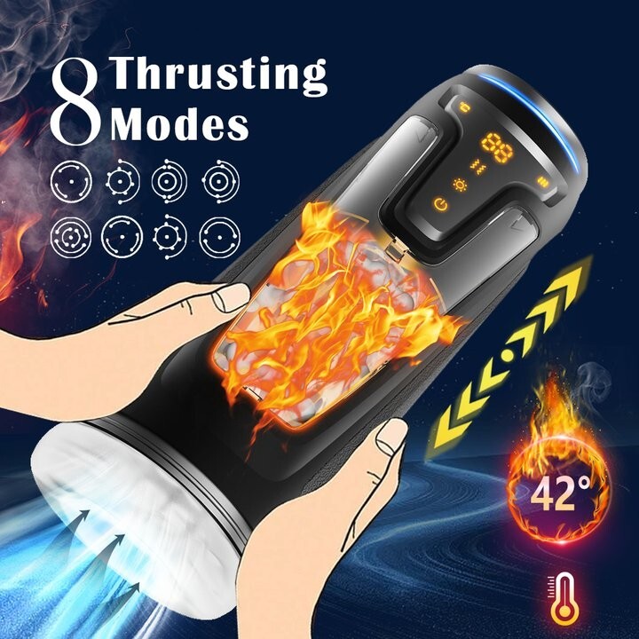 Male Masturbaters Automatic HandsFree Thrusting Cup Heating Stroker Lubricants