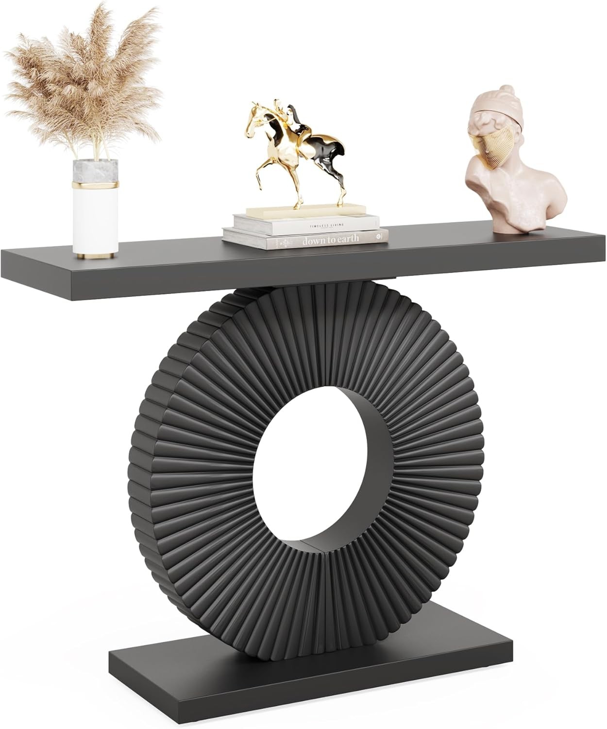 Modern Console Table W/ Geometric Base 40 inch Wood Entryway Table Sofa Table