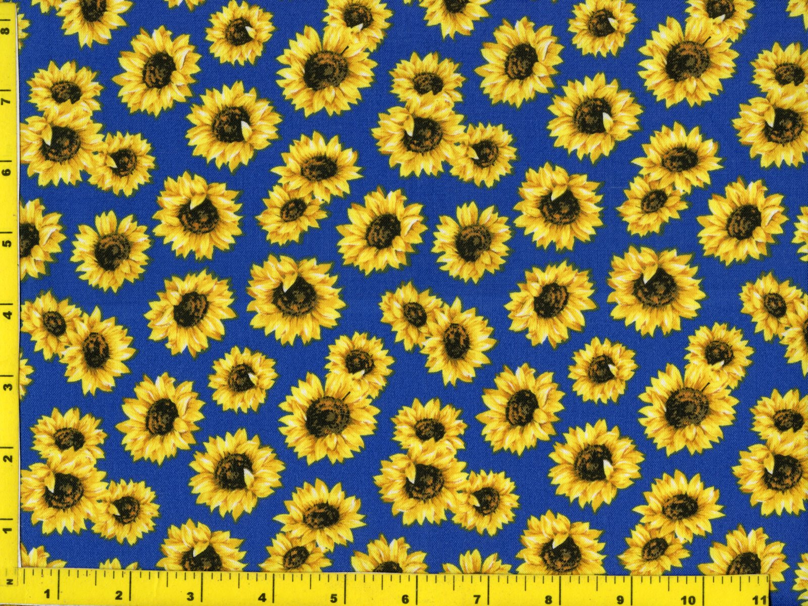 Yellow Sunflowers on Dark Blue Quilting Sewing Fabric by Yard #241