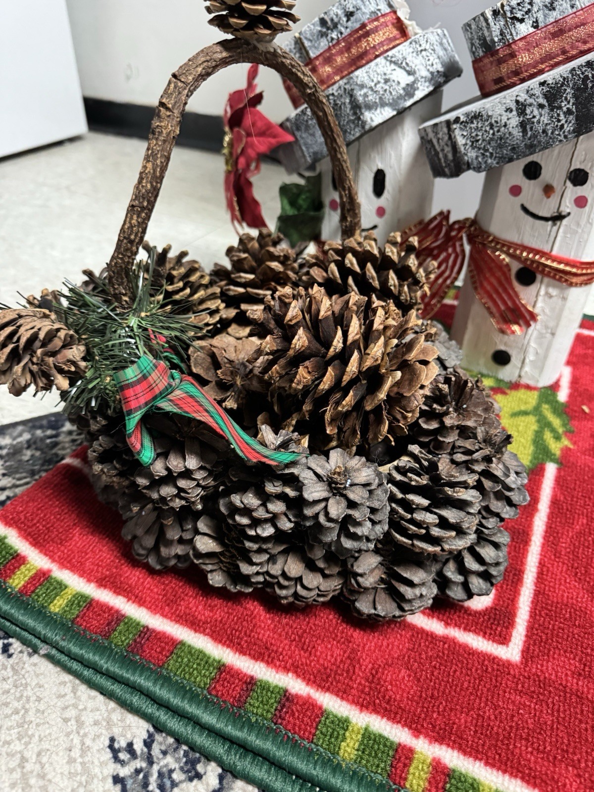 Rustic Wooden Pinecone Basket