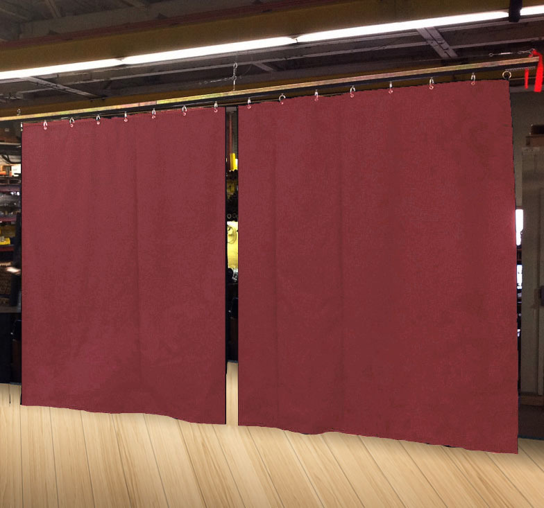 Lot of (2) Economy Burgundy Curtain Panel/Partition 8 H x 4½ W, Non-FR