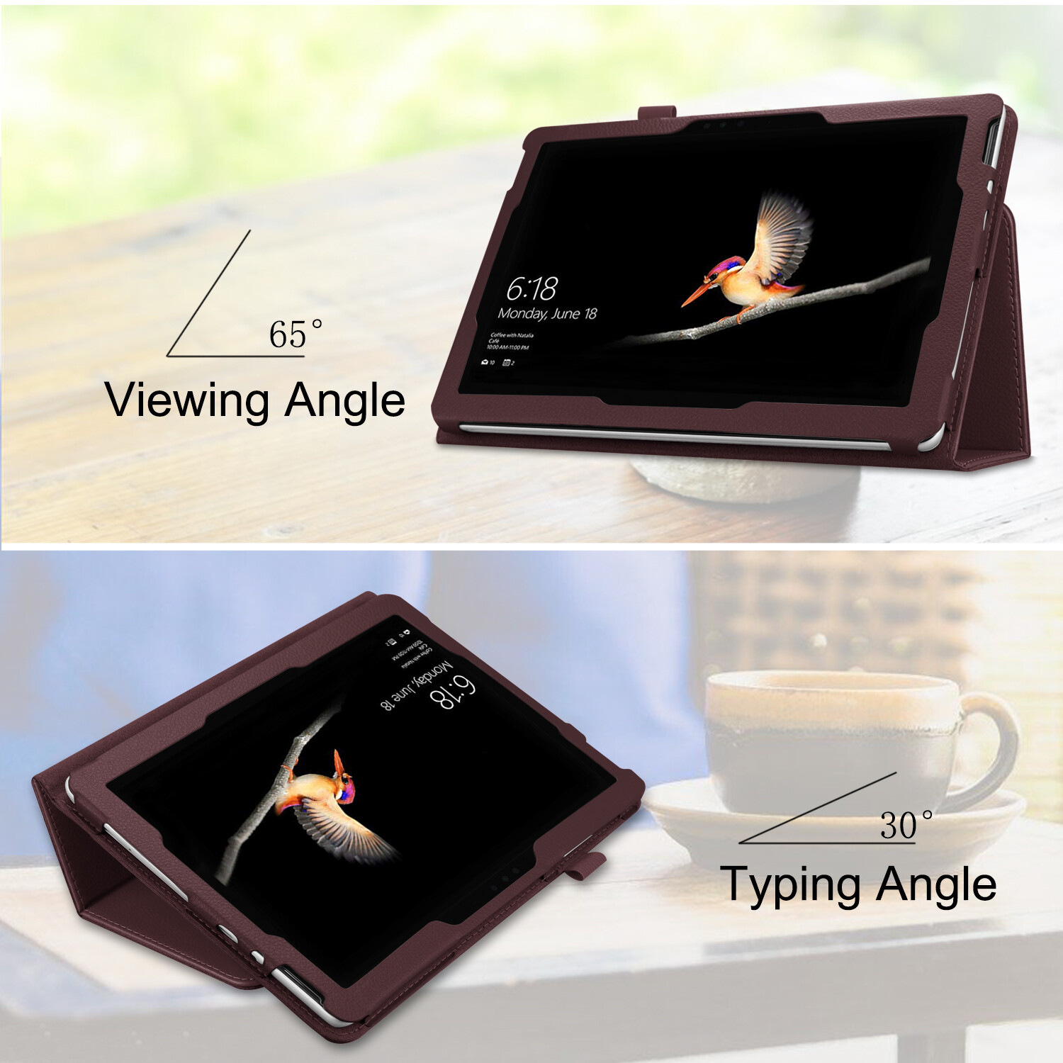 For Microsoft Surface Go 10 inch Tablet Folio Case Stand PU Leather Cover