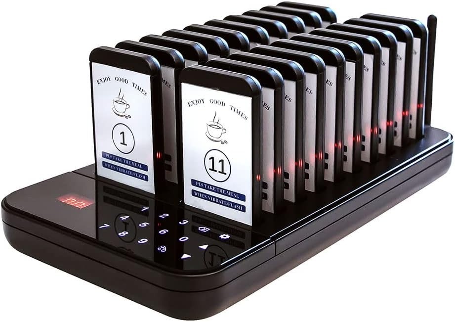 Wireless Restaurant Pager System with 20 Beepers for Efficient Guest Management