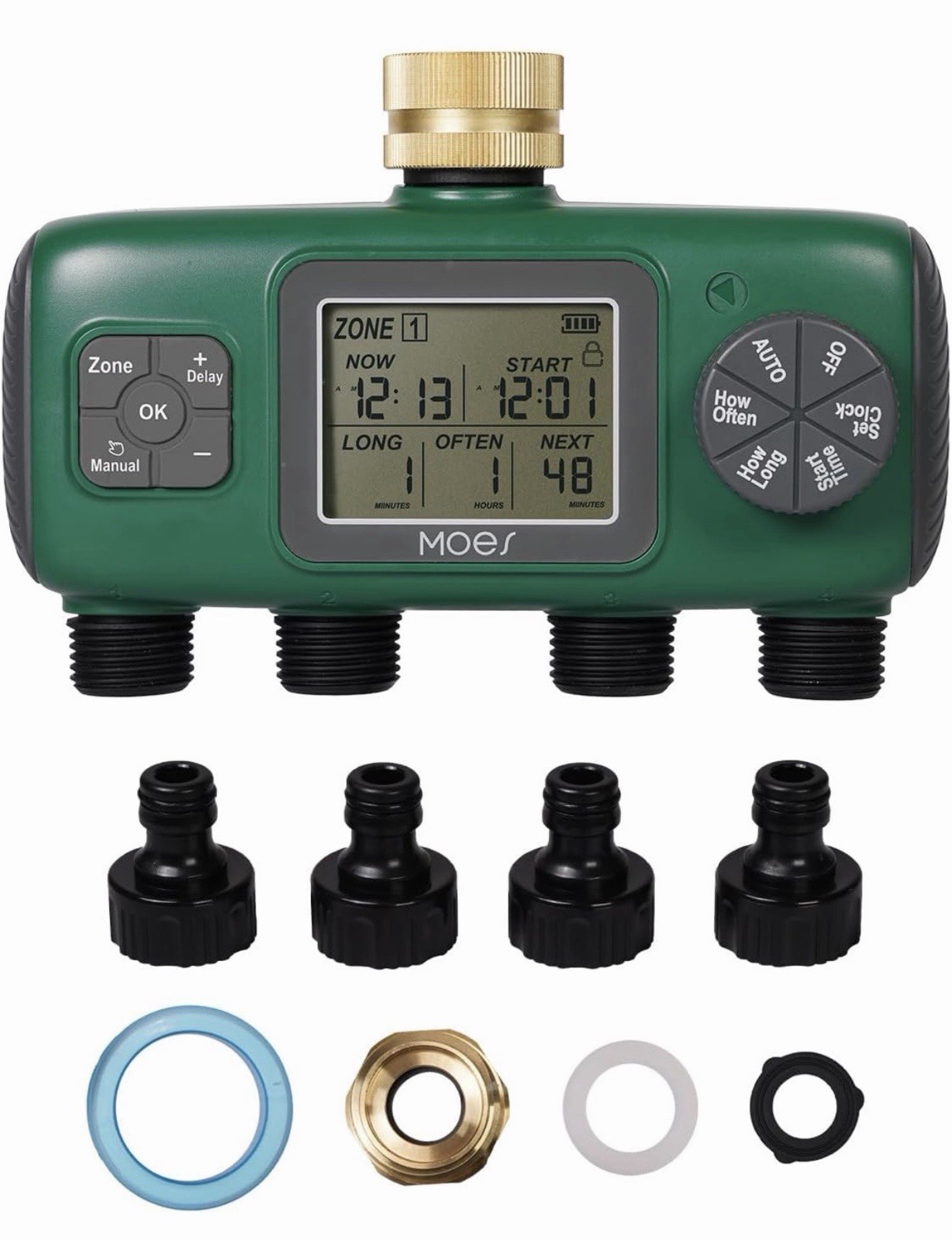 MOES 4 Outlet Sprinkler Timer Brass Inlet Programmable Irrigation Controller New