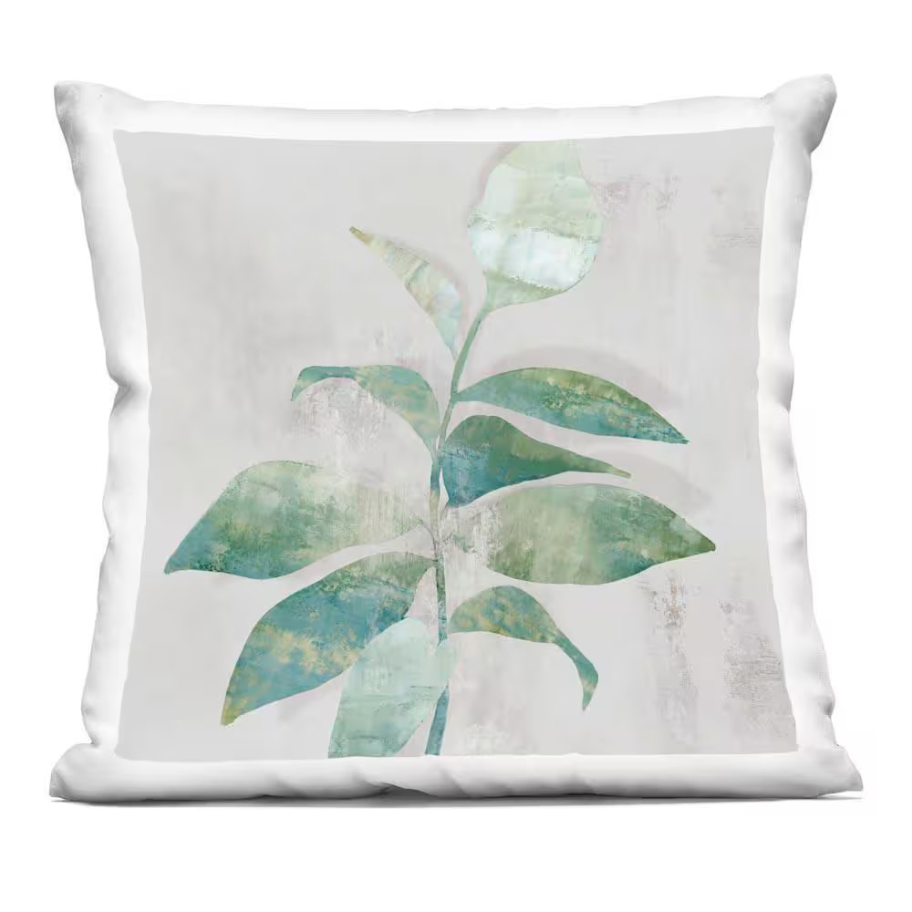 Minimal Bloom Rustic Accent Green Abstract Zipper Polyester 18 In. X 18 In. Thro