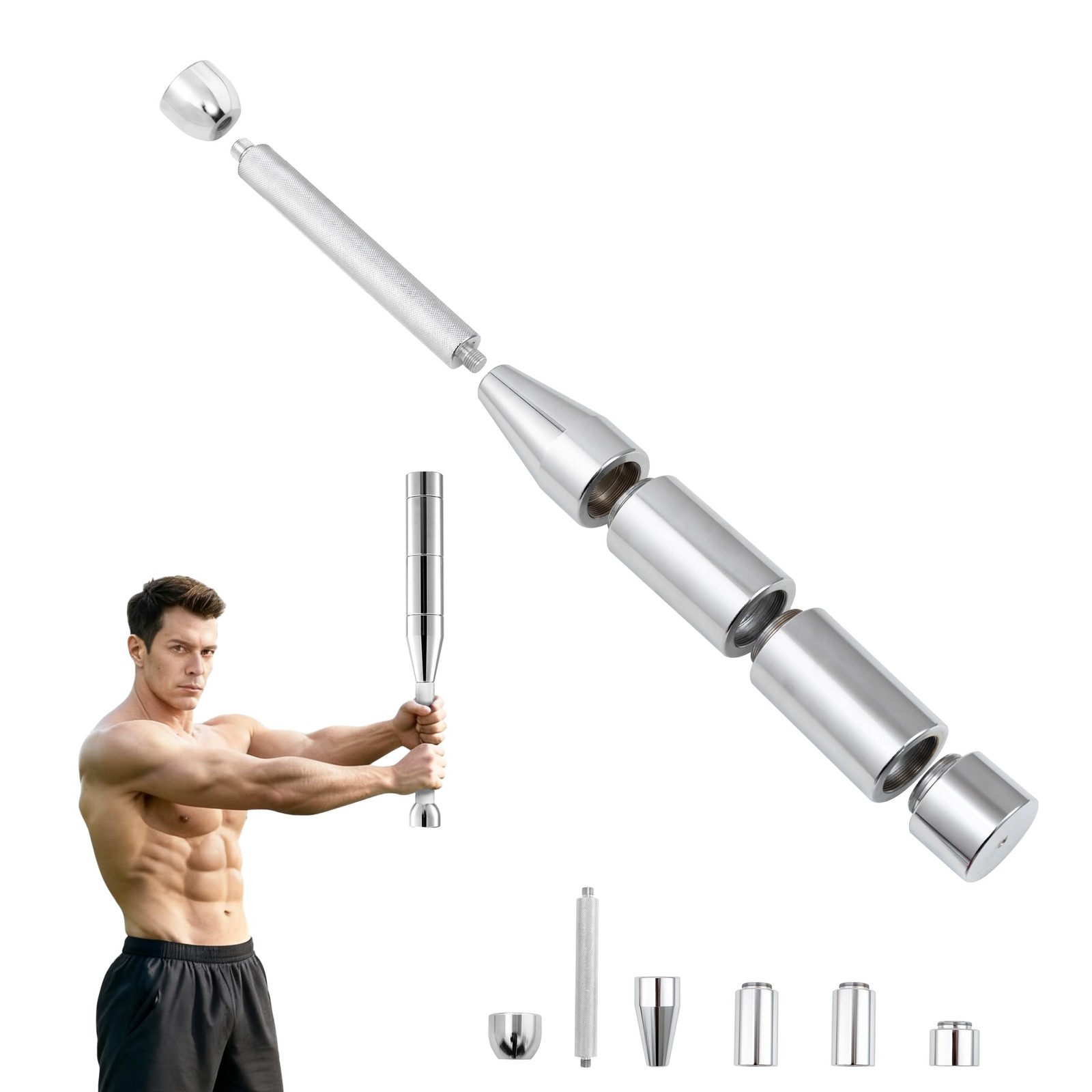 Adjustable Macebell - 6-in-1 premium steel indian club for Full Body, Shoulde...