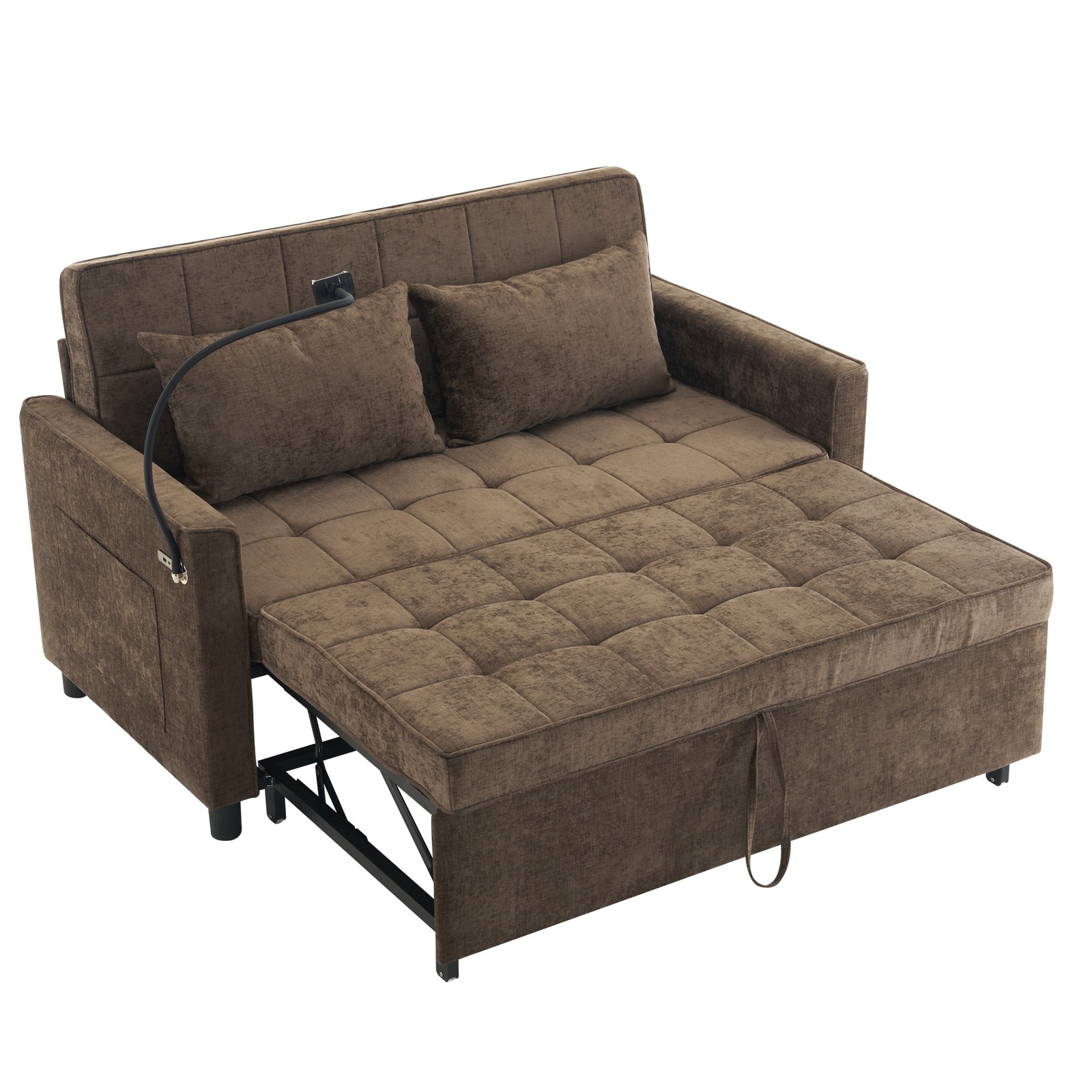 56.9" Loveseat Sofa Pull-out Sofa Bed Sleeper Sofa with a Reversible Backrest