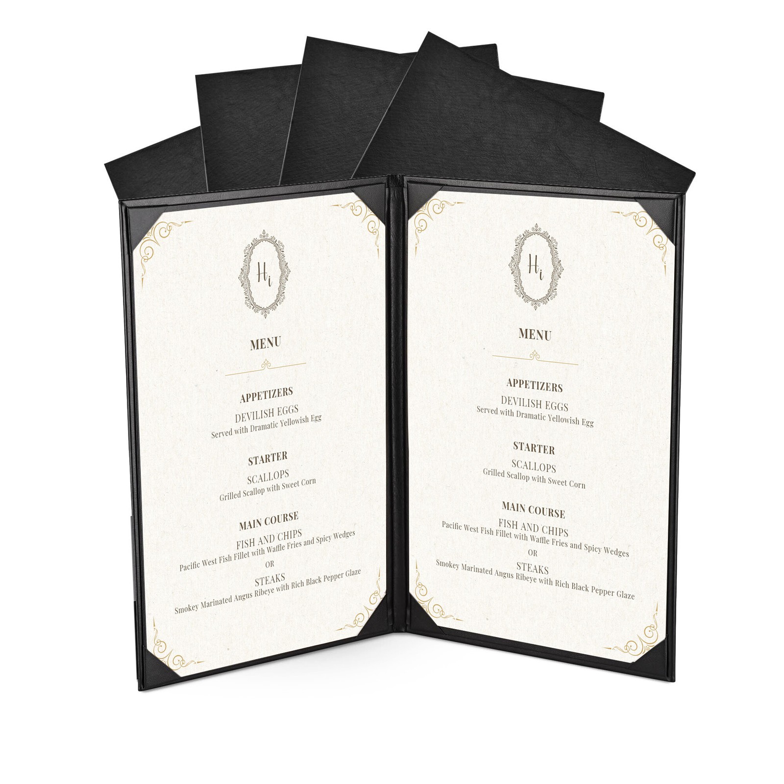 WeChef 5 Pack Menu Covers 8.5"x14" 2 Views Faux Leather Cafe Restaurant Bars