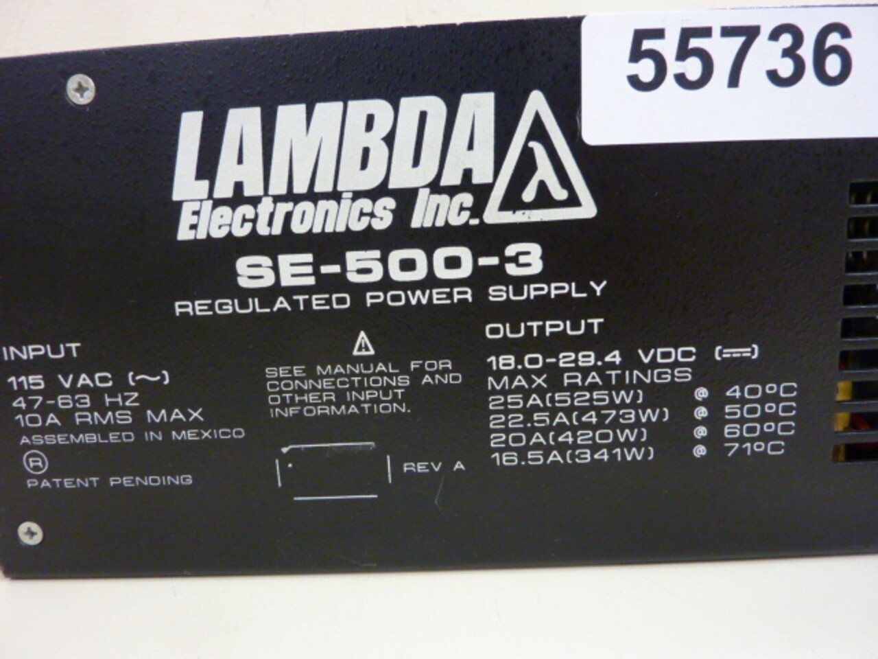 LAMBDA Regulated Power Supply SE-500-3 Used #35246