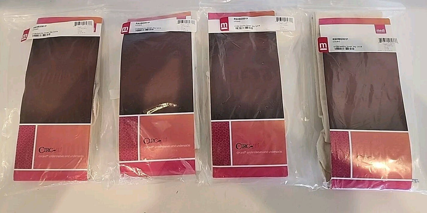 Medi CircAid Compression Lower Leg UnderSocks - Lot of 4 RSOBG001P - White NEW