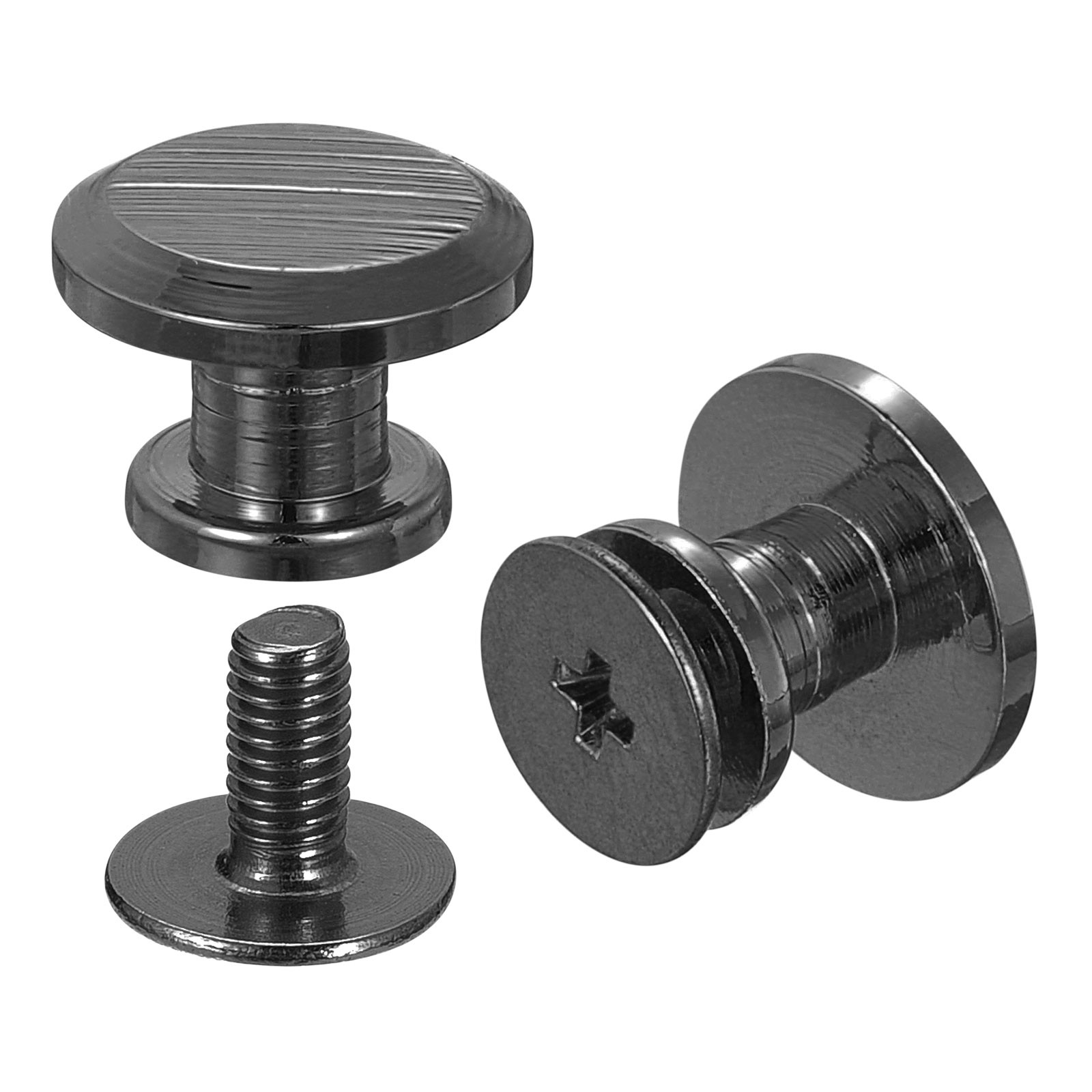 Flat Studs Rivet 20 Sets 10.5x6.5mm Screw Back Rivets, Gun-black
