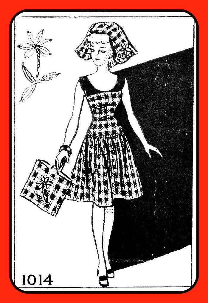 11½" Teen Doll BEACH Outfit Pattern Sundress BONNET Beach Bag Mail Order 1014