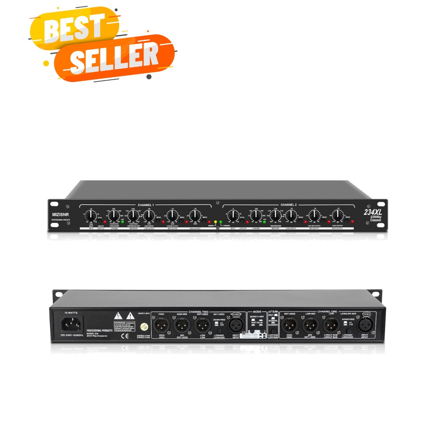 Professional 2/3 Way Stereo/4 Way Mono Crossover with XLR Input and Output, S...