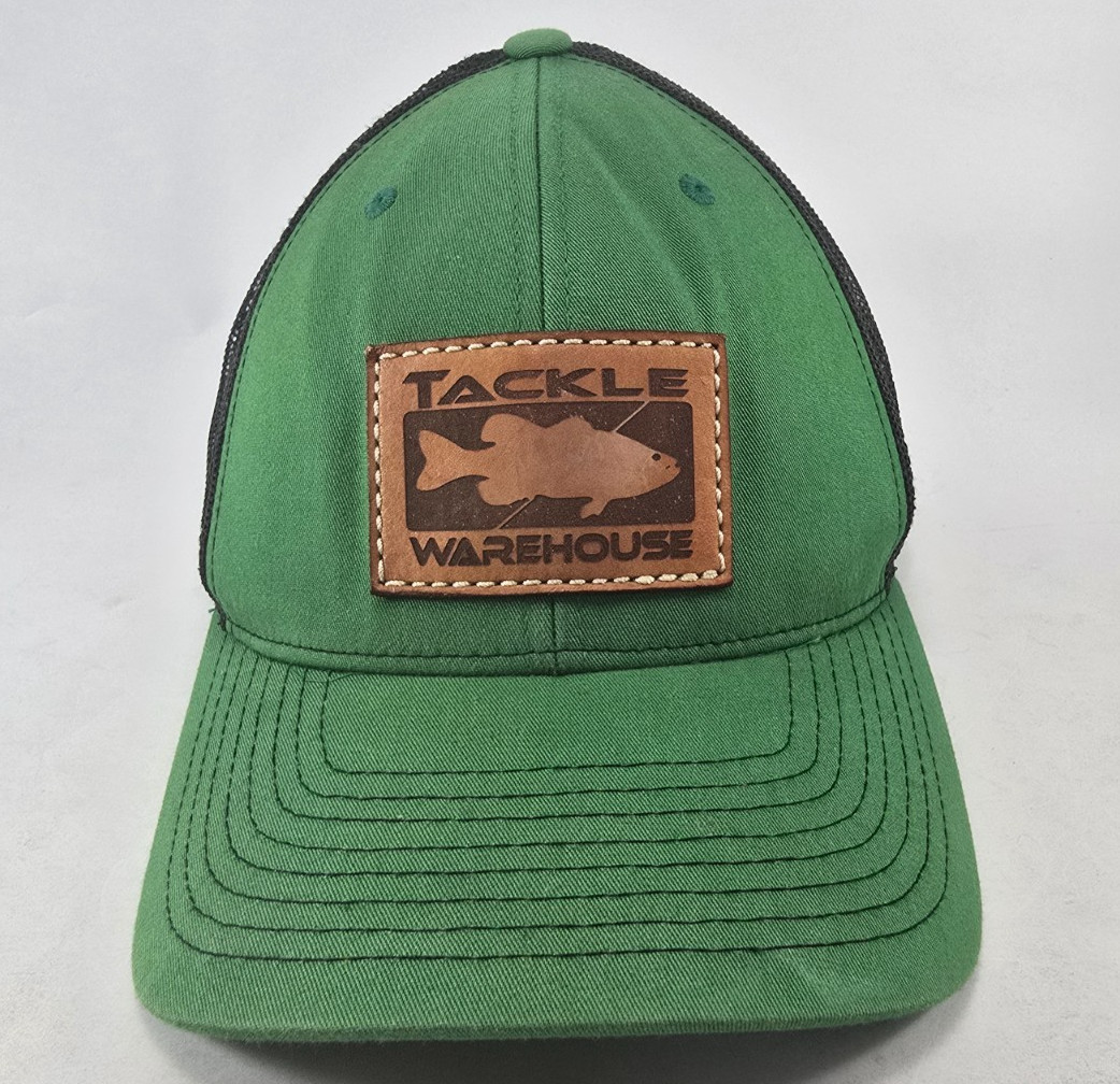 Tackle Warehouse Snap Back Mesh Trucker Baseball Cap Hat Fishing Leather Patch