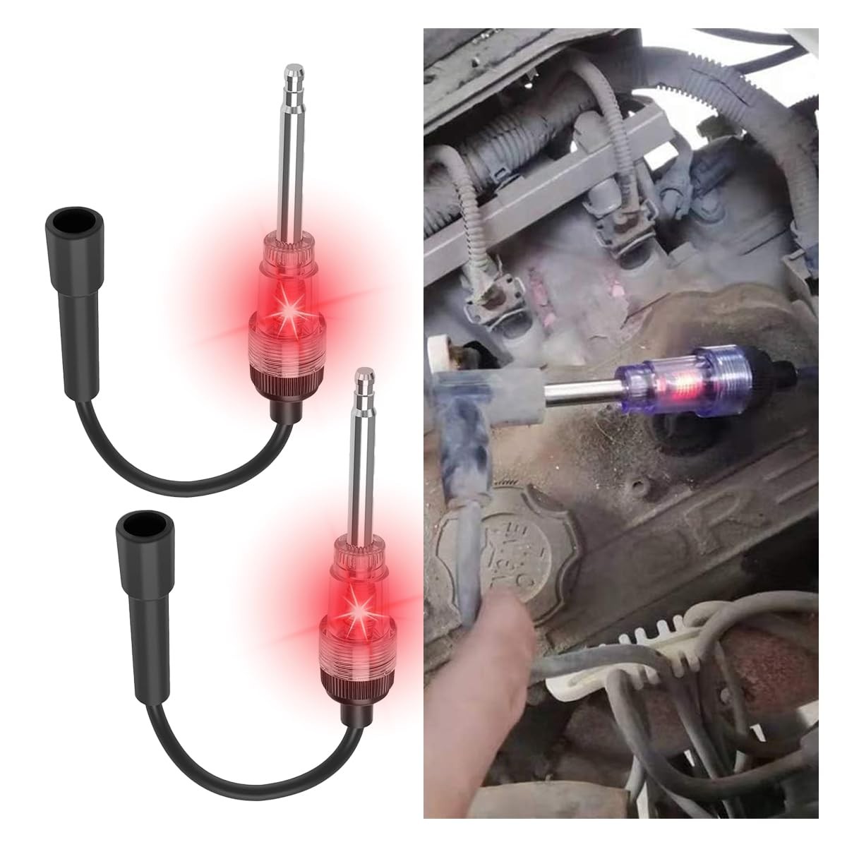 Inline Spark Plug Tester, Straight Boot Ignition Coil Tester 2 PCS, Brown