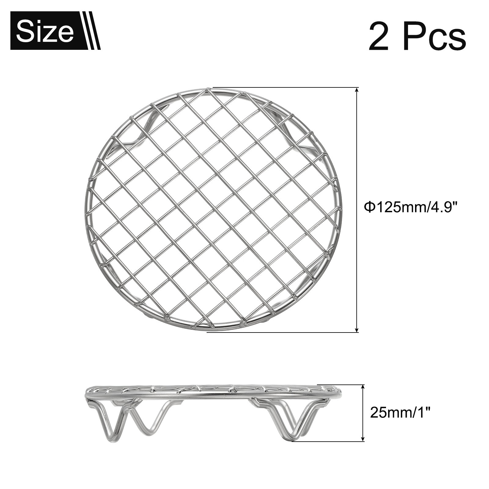 2Pcs Round Cooking Rack 4.9 Inch Dia for Cooking Silver