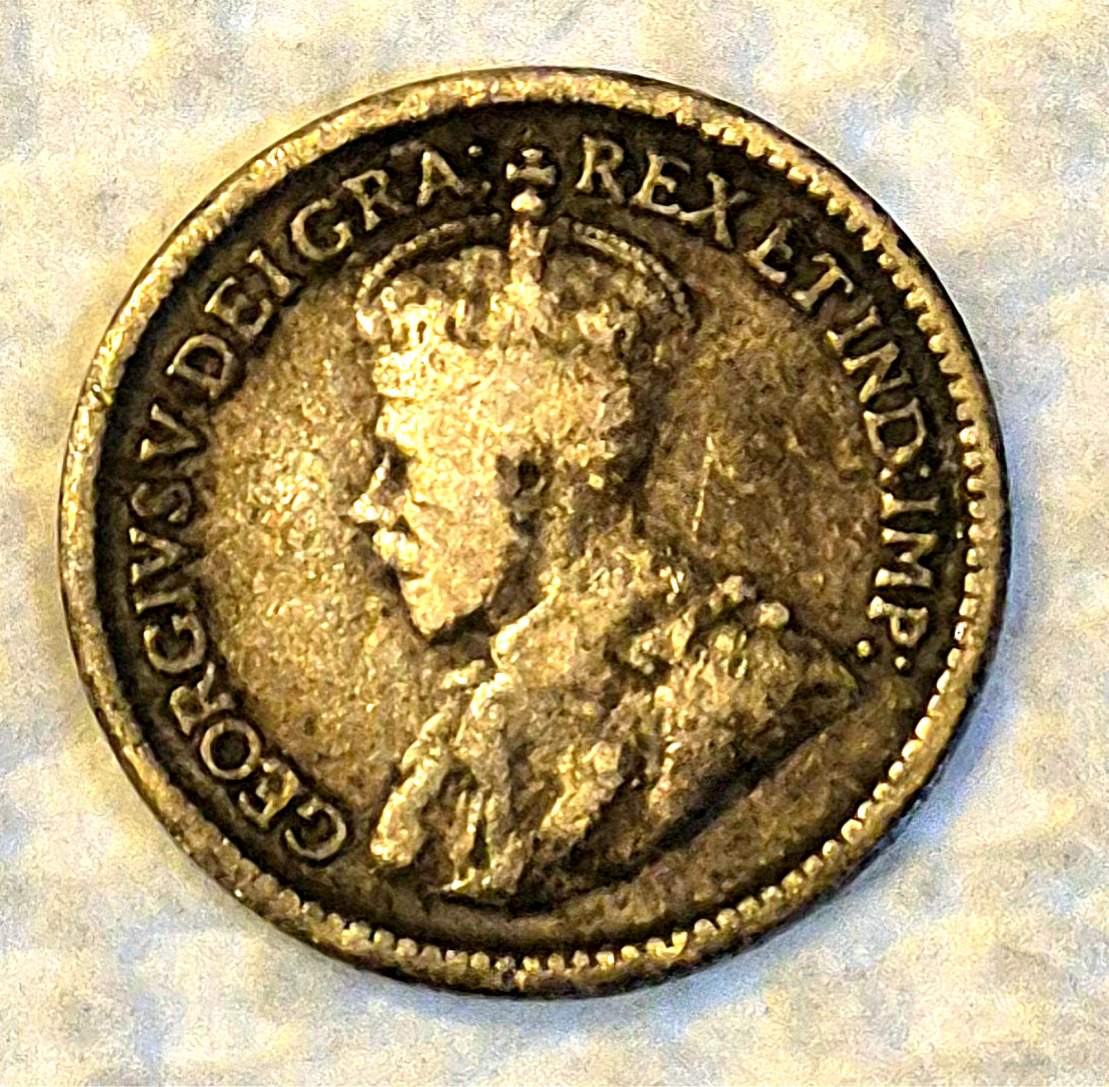 1914 Canada 5 Cents .925 Silver King George V, F-VF Features Year CA Entered WWI
