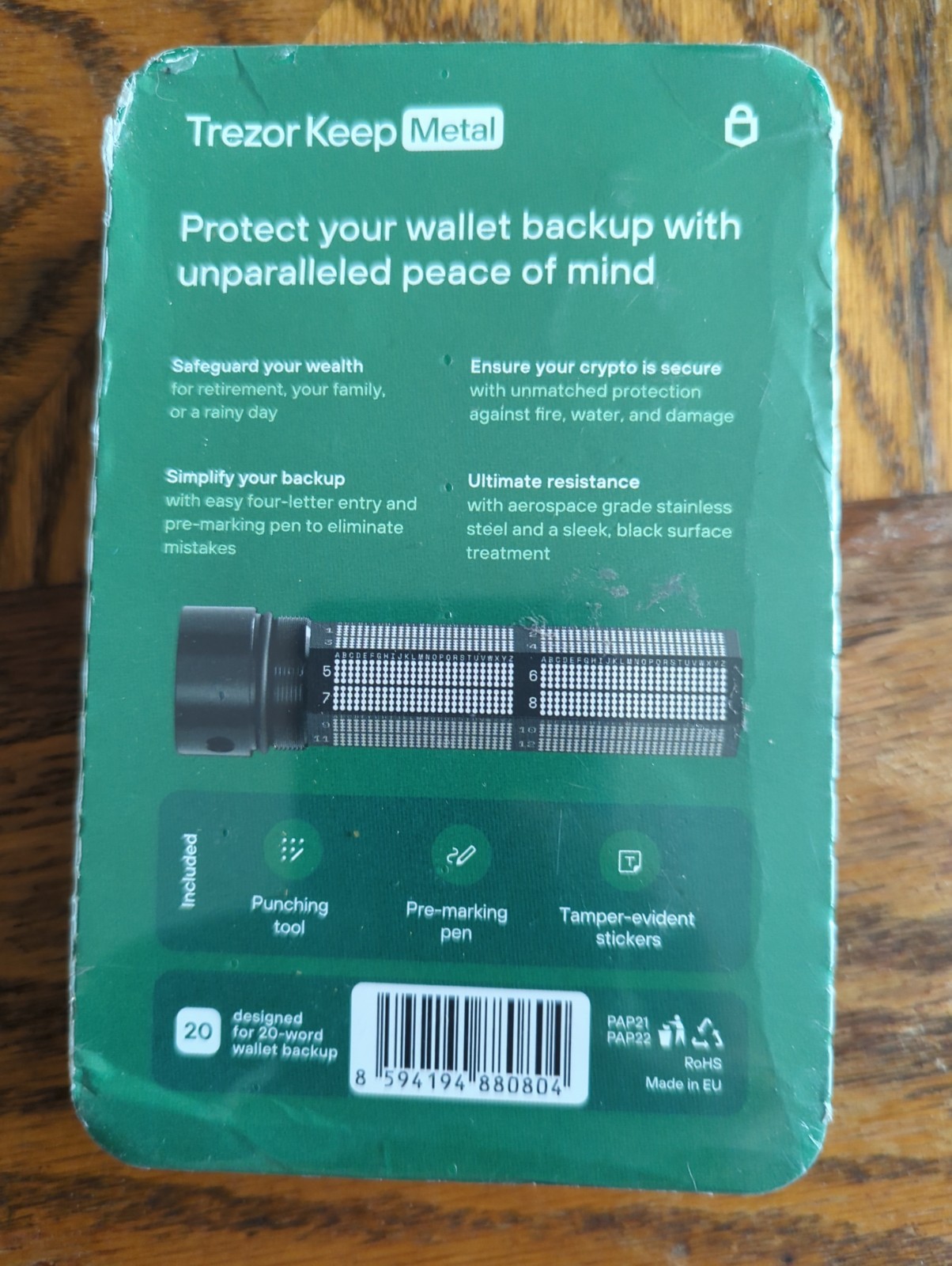 NEW Trezor Keep metal Hardware safe 20 word backup
