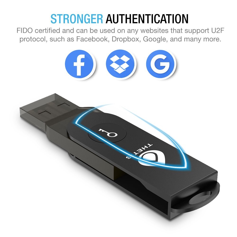 FIDO U2F Key, [Aluminum Folding Design] Universal Factor Authentication USB (...